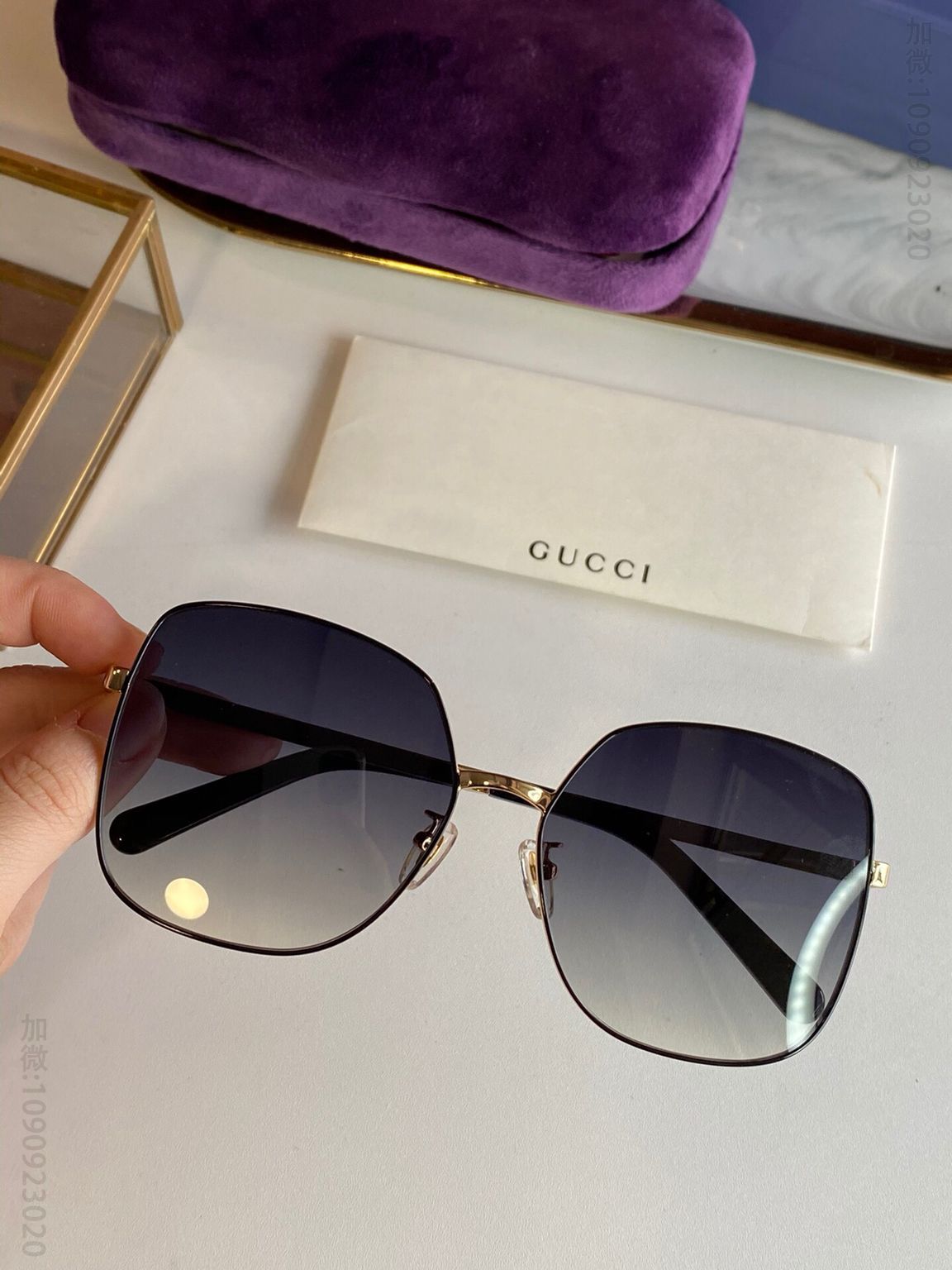 GUCCI古驰2023秋冬新款双色搭配女士太阳眼镜