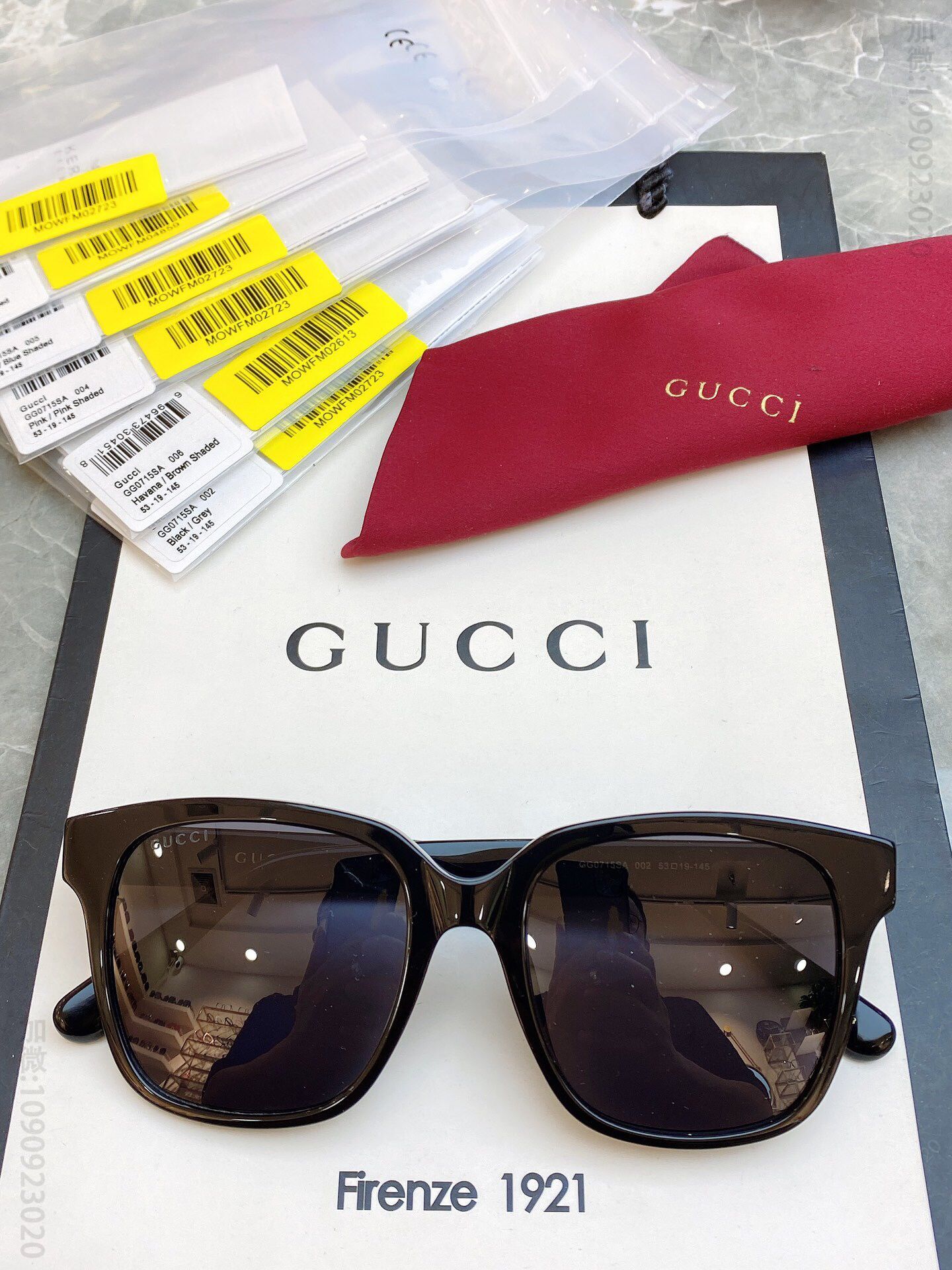 GUCCI古驰双G Logo果冻色系列时尚大框太阳眼镜
