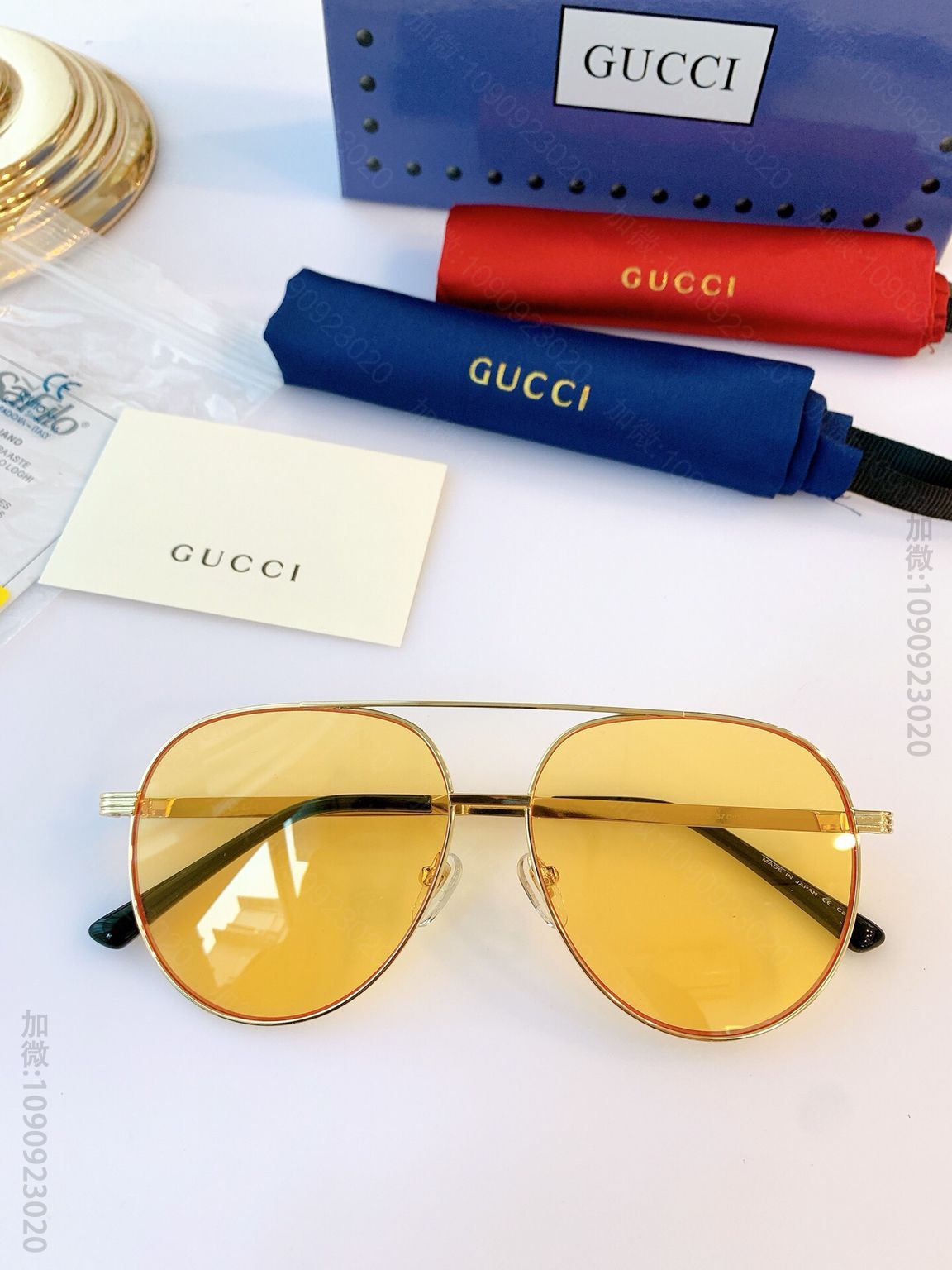 GUCCI古驰经典滴油标志镜腿飞行蛤蟆镜太阳眼镜