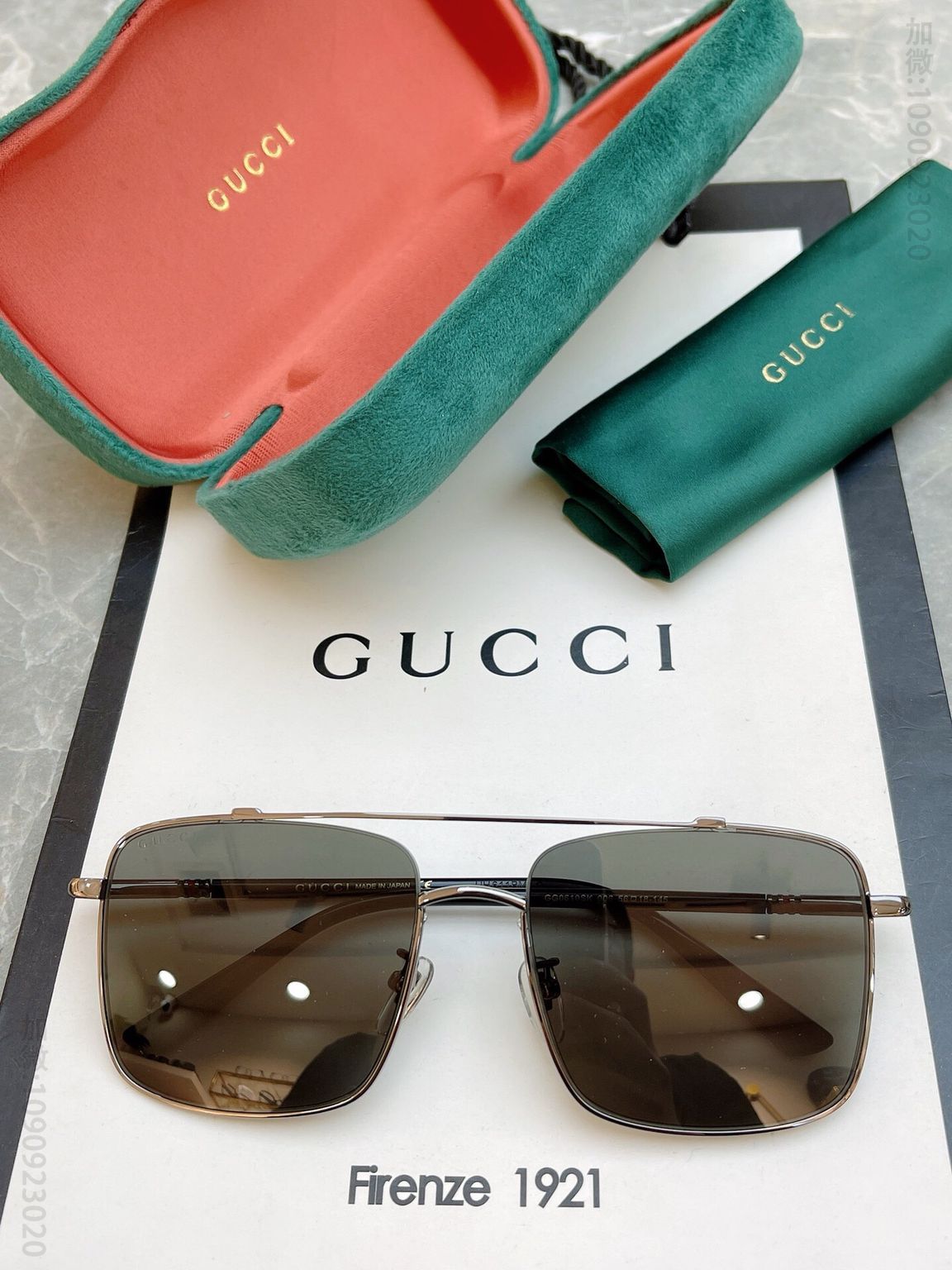 GUCCI古驰金属LOGO大方框墨镜太阳眼镜