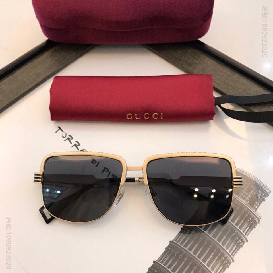 GUCCI古驰金属圈古驰logo点缀男女通用太阳眼镜