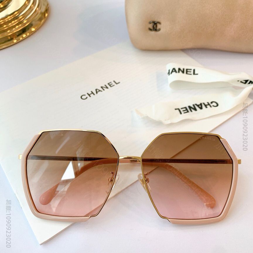 CHANEL香奈儿金属包边板材混合多边型框架太阳眼镜