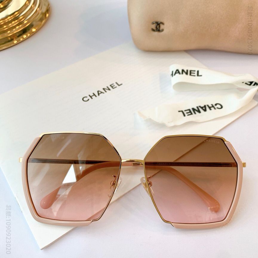 CHANEL香奈儿金属包边板材混合多边型框架太阳眼镜