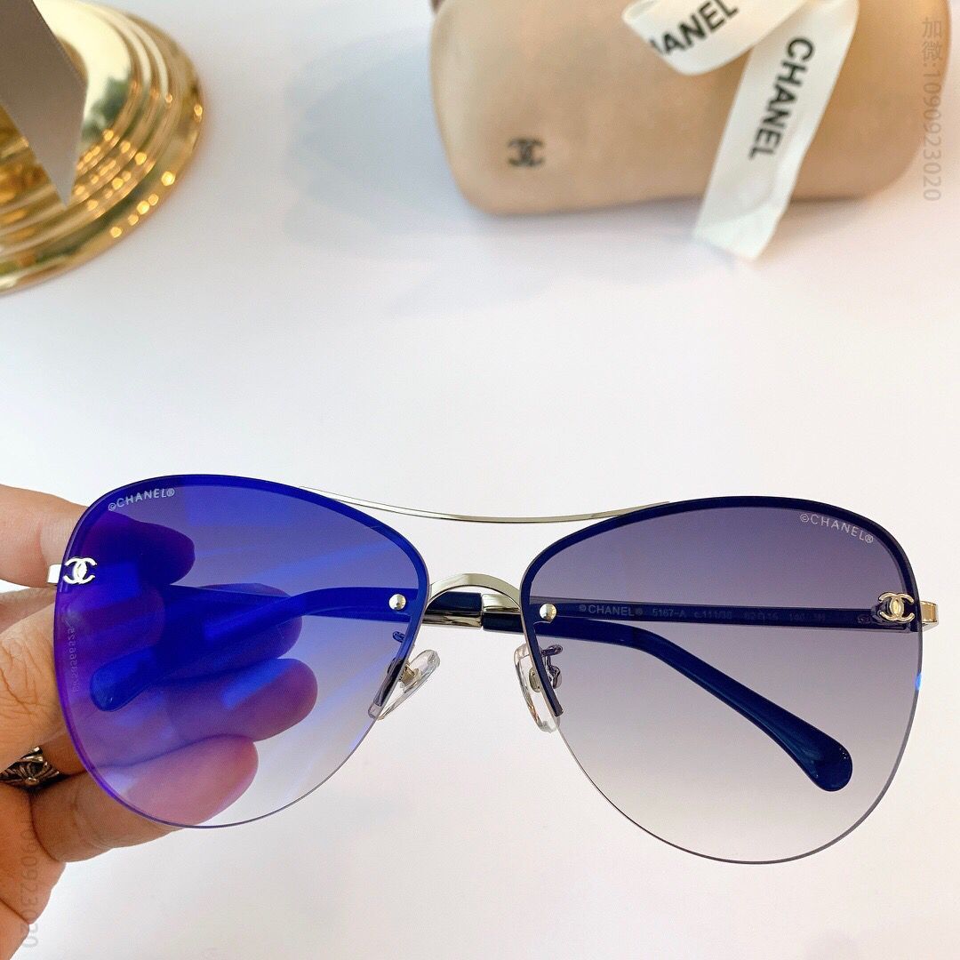 CHANEL香奈儿镜面标小香双C logo香奶奶无框墨镜太阳眼镜
