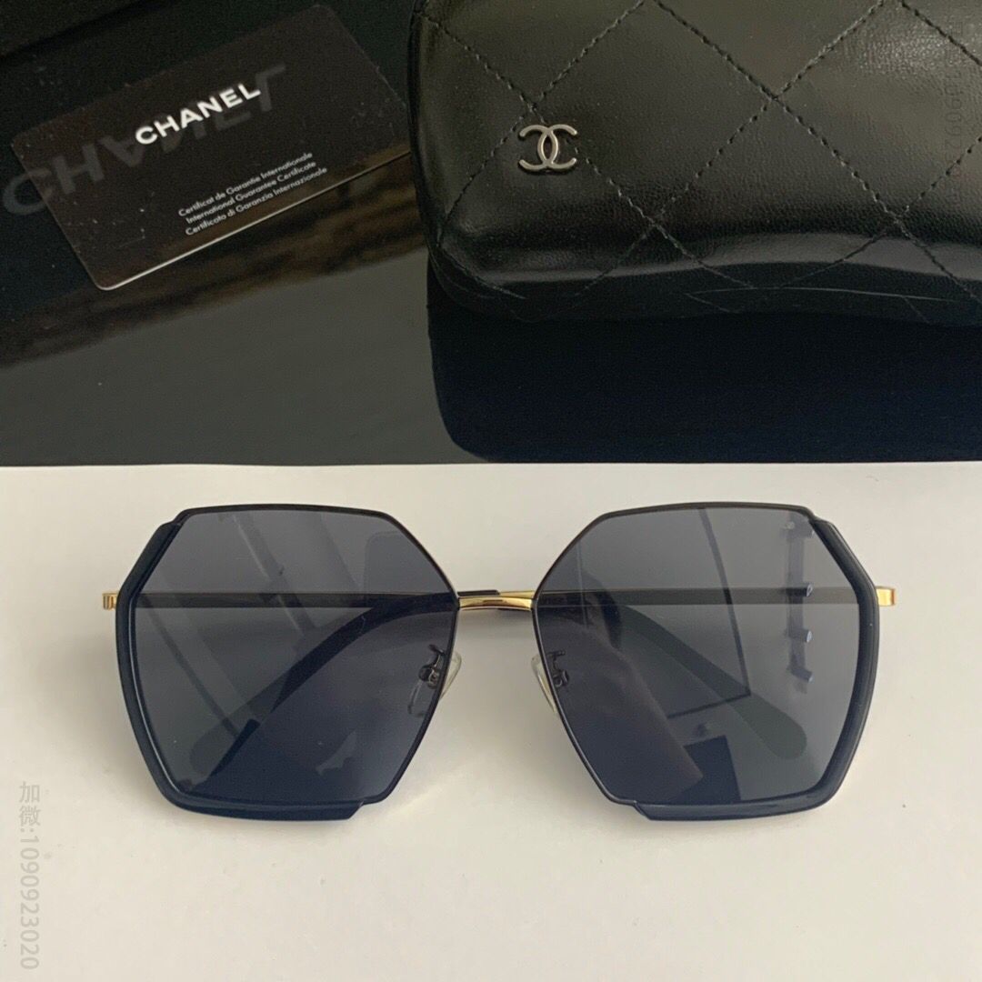 CHANEL香奈儿金属包边板材混合多边型框架女士太阳眼镜