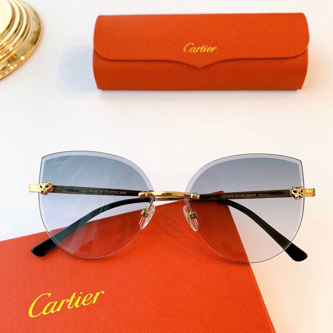 Cartier卡地亚高档金属材质无框墨镜太阳眼镜