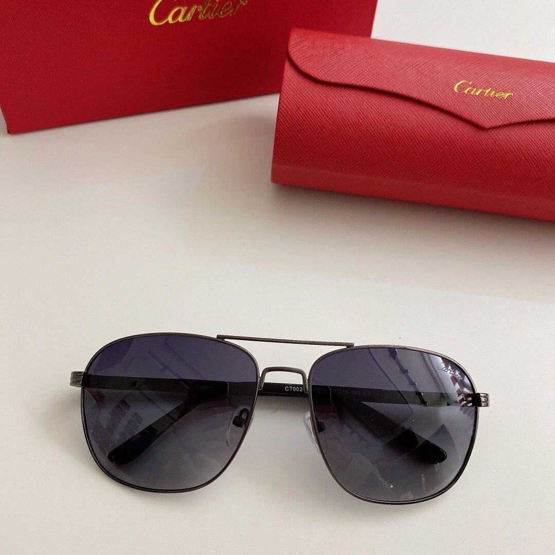 高仿卡地亚男款眼镜 卡地亚眼镜商城 Cartier卡地亚新款金属男士偏光太阳眼镜 