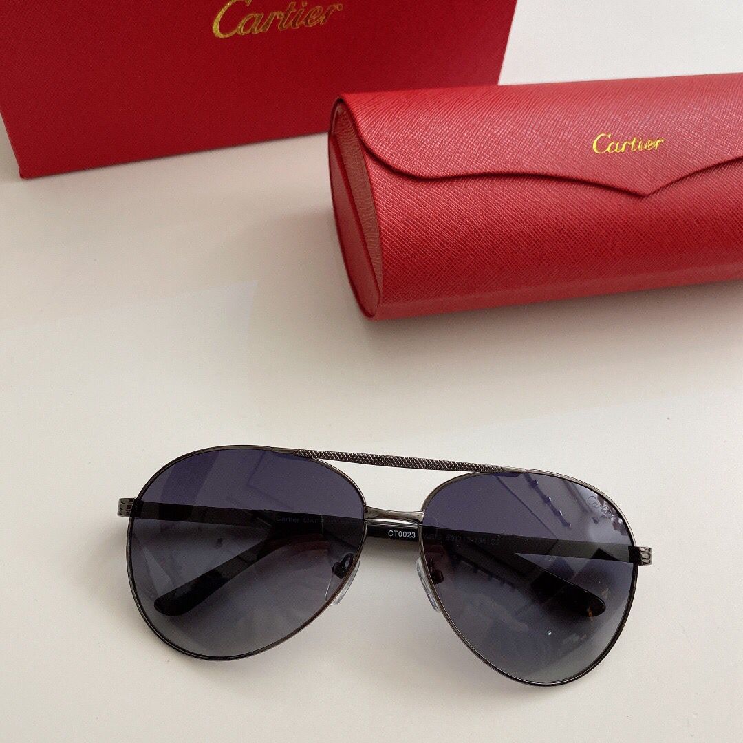 高仿卡地亚男款眼镜 卡地亚眼镜网站 Cartier卡地亚新款金属男士偏光太阳眼镜 