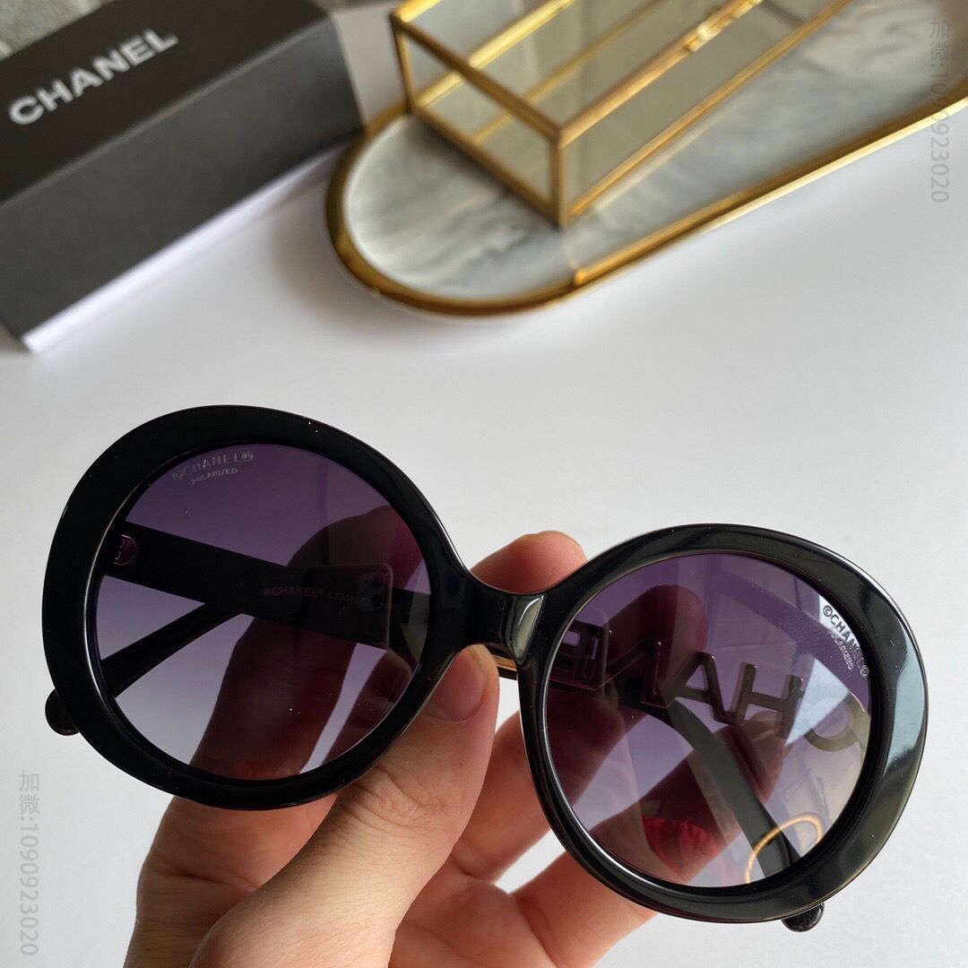 CHANEL香奈儿logo字母镶钻设计圆型女士太阳眼镜