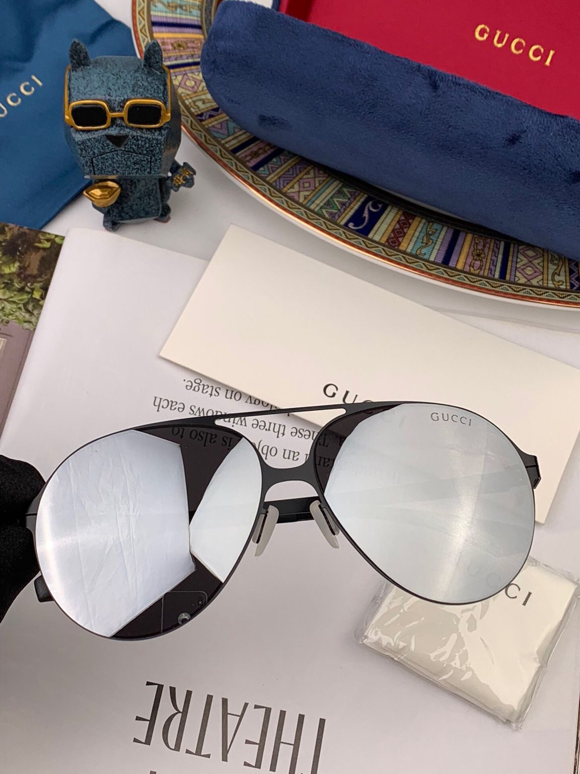 GUCCI古驰2023新款全金属时尚大方框太阳眼镜