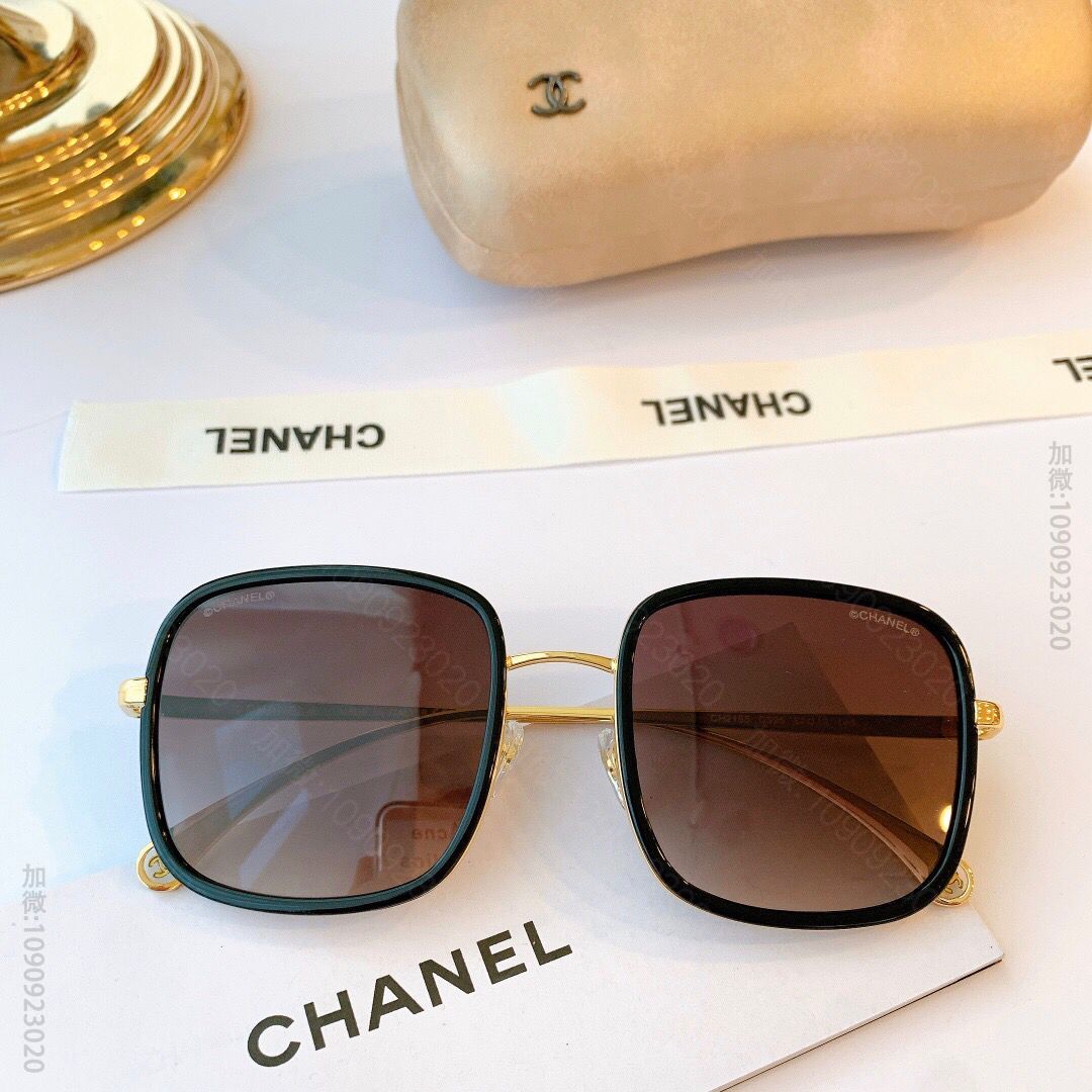CHANEL香奈儿2023秋冬最新款金属镜框双C logo 时尚方框太阳眼镜