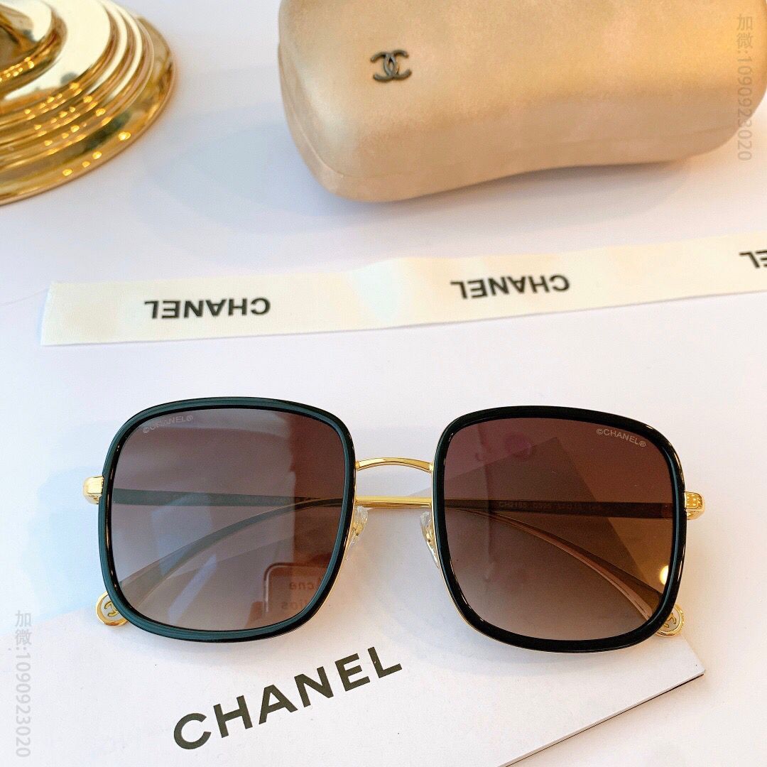 CHANEL香奈儿2023秋冬最新款金属镜框双C logo 时尚方框太阳眼镜