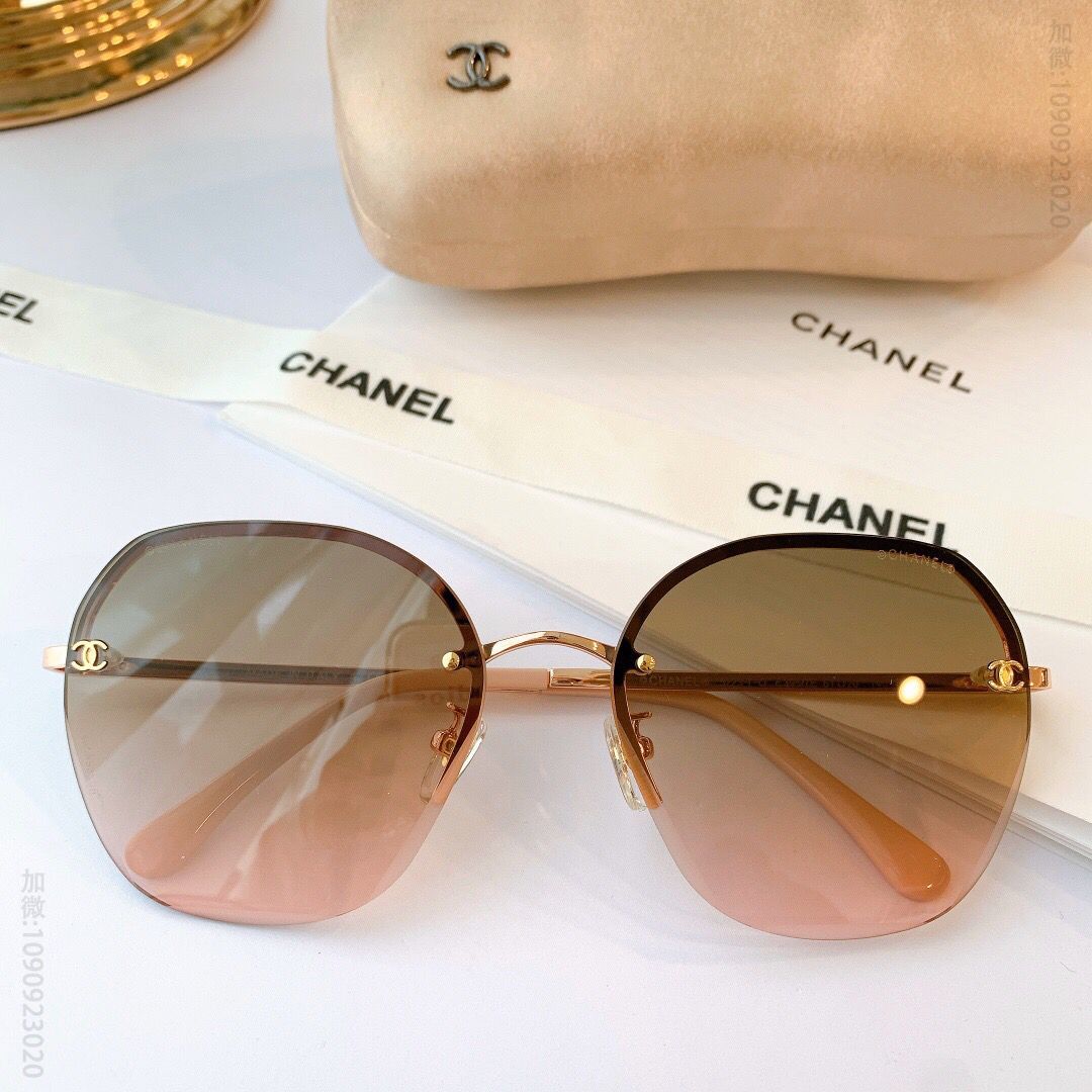 CHANEL香奈儿C字母点缀无框切边墨镜太阳眼镜
