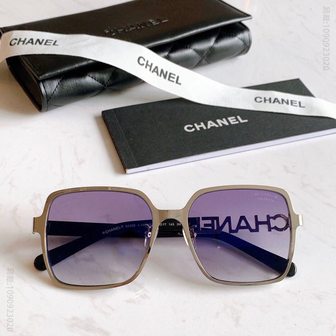 CHANEL香奈儿不对称CHANEL字样logo镶钻太阳眼镜