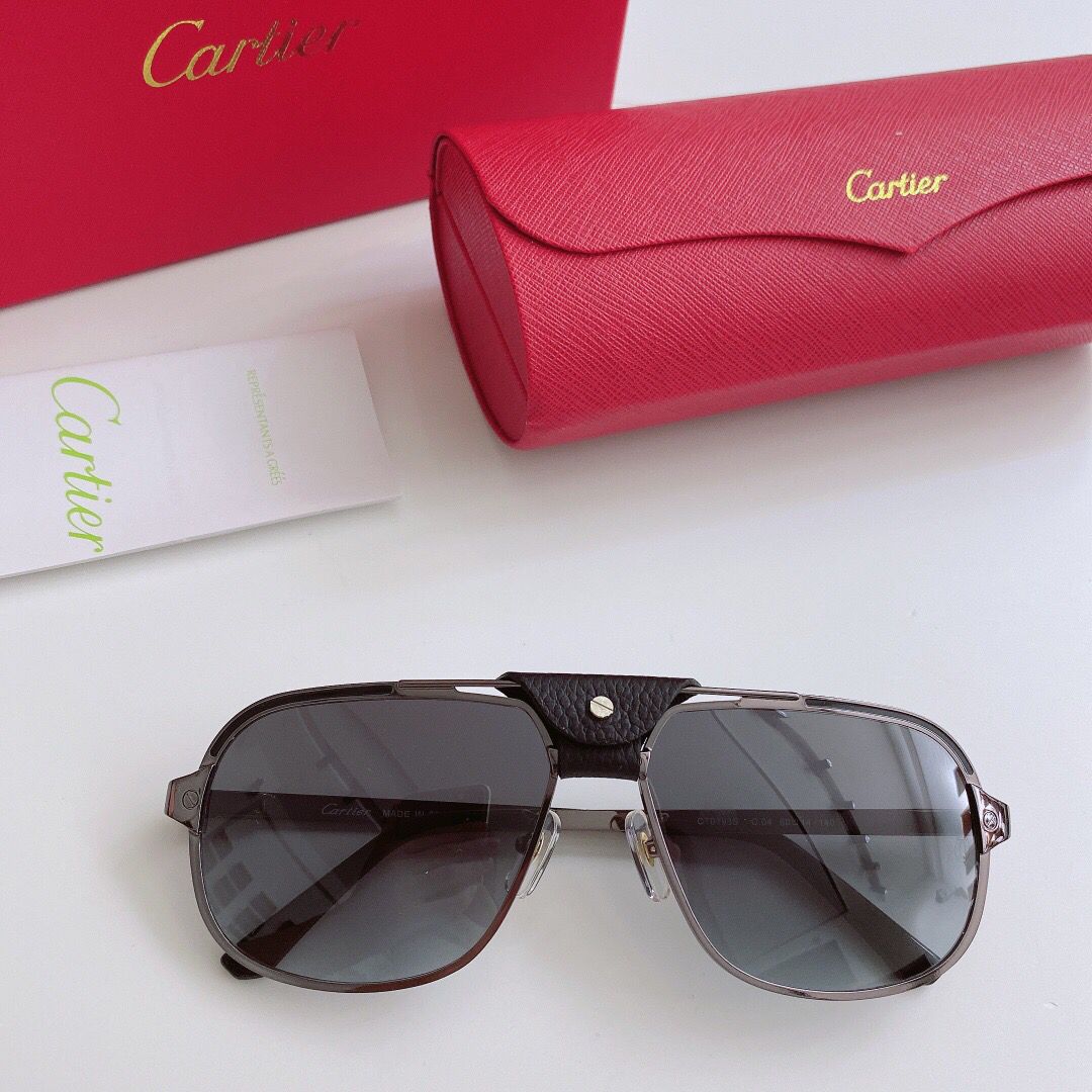 卡地亚Cartier新款金属方框男士太阳眼镜