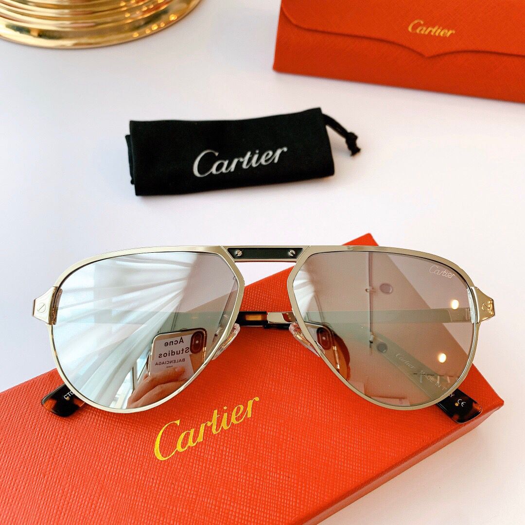 Cartier卡地亚时尚大方男女通用金属太阳眼镜
