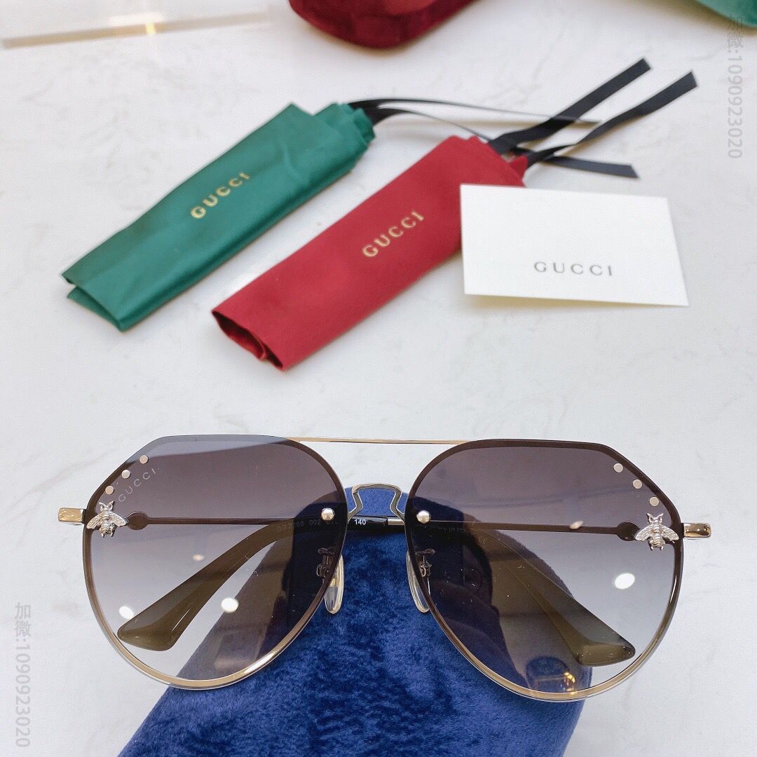 GUCCI古驰双G logo 搭配小蜜蜂男女通用太阳眼镜