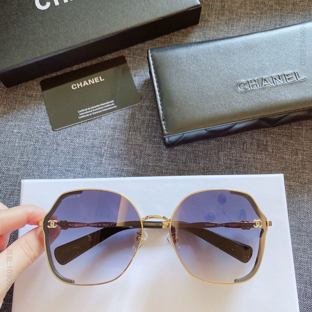 CHANEL香奈儿金属双 C logo板材金边太阳眼镜