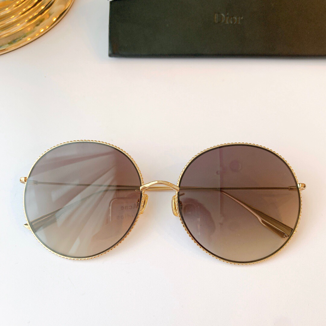 Dior迪奥镂空设计复古圆形金属女士太阳眼镜