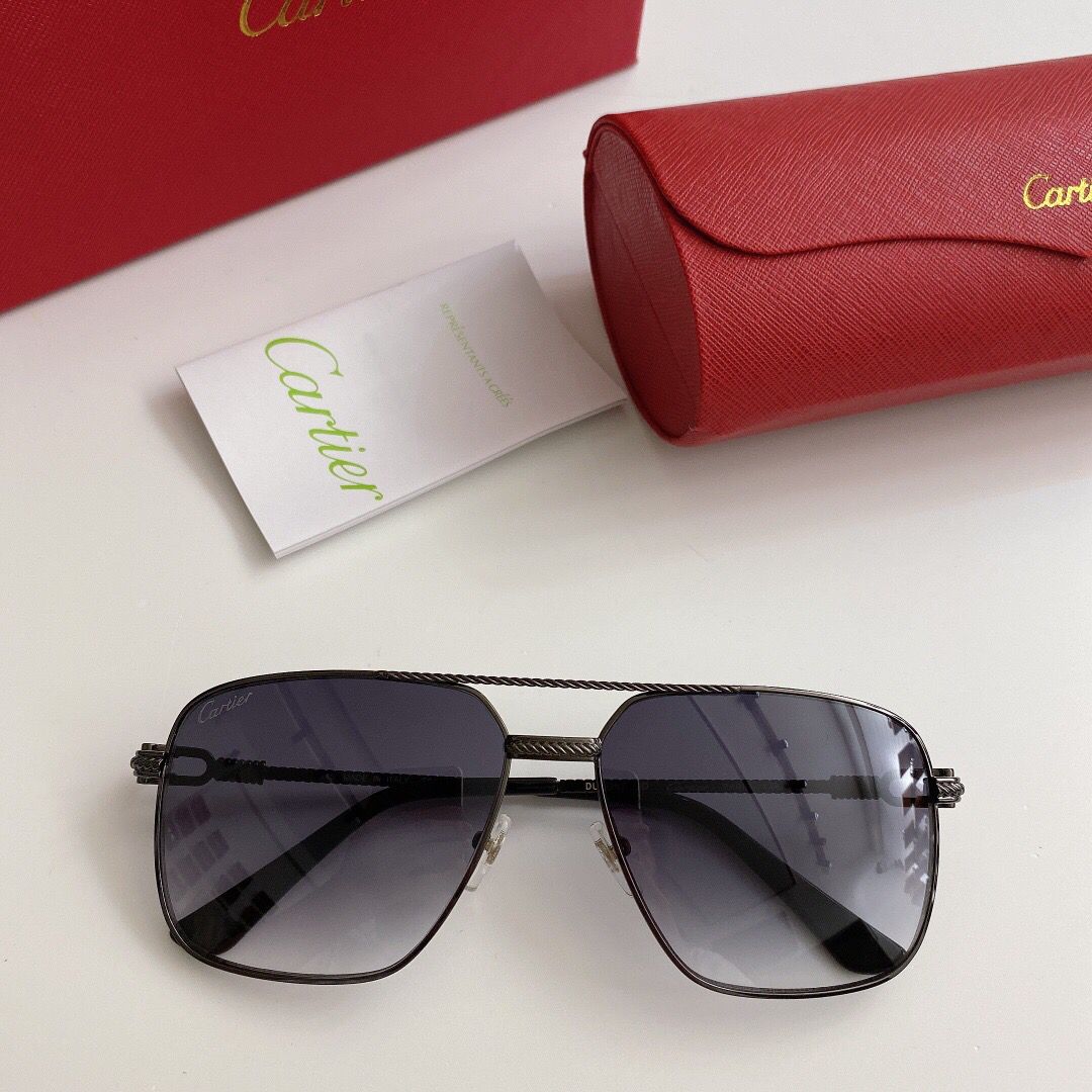 Cartier卡地亚男士方框时尚大方金属太阳眼镜
