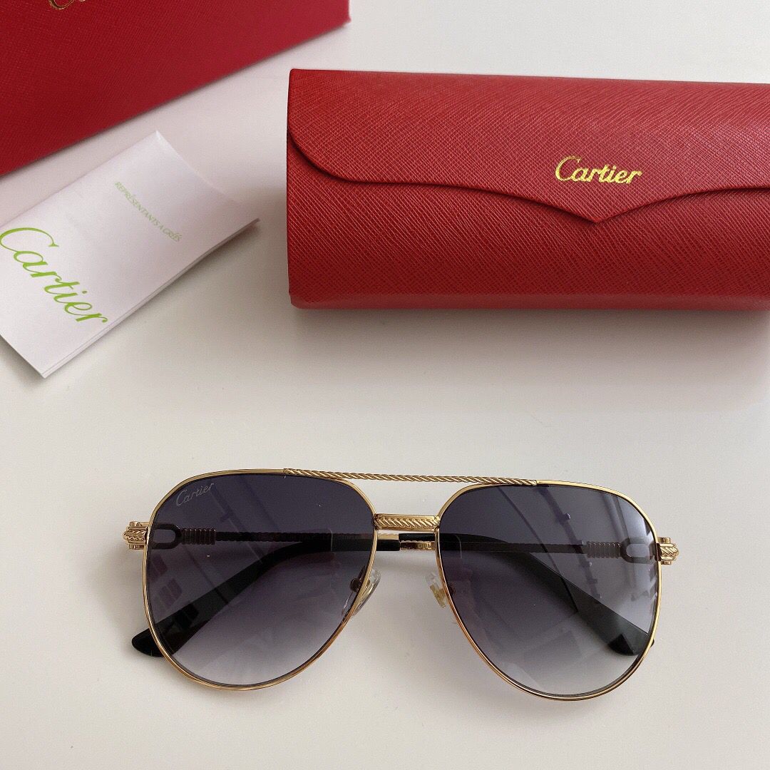 Cartier卡地亚男士圆框时尚大方金属太阳眼镜