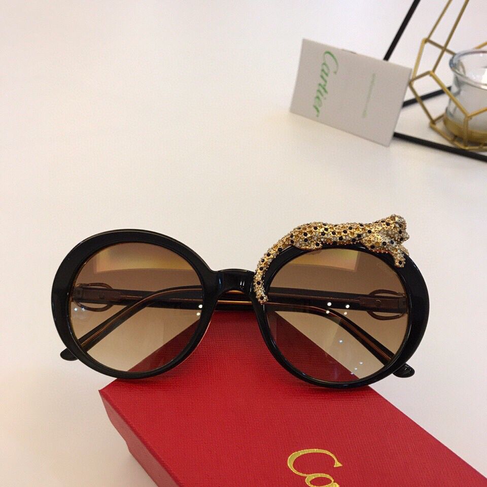Cartier卡地亚板材框架立体豹子头男女同款太阳眼镜