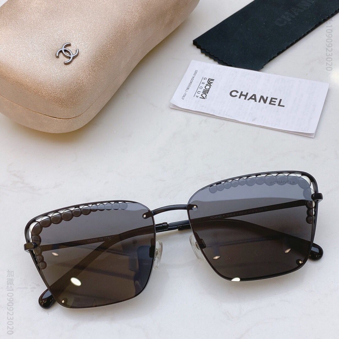 CHANEL香奈儿个性猫形设计金属镂空印花时尚潮流女款太阳眼镜