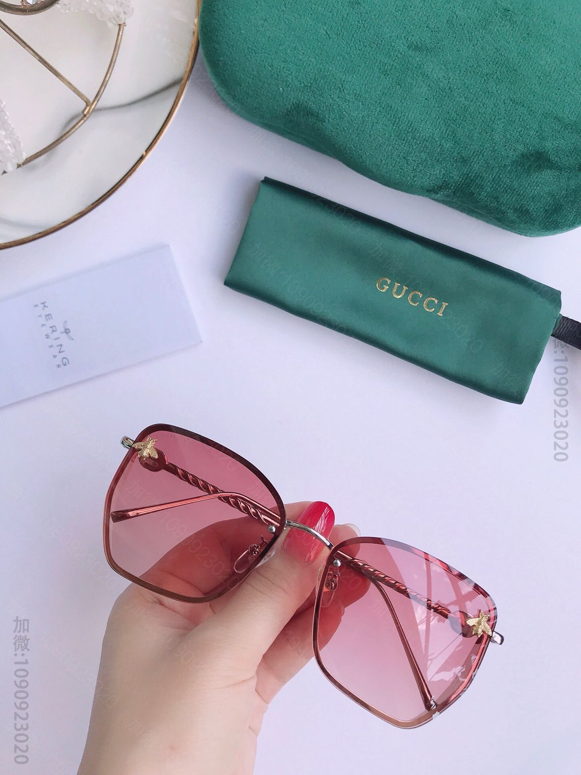 GUCCI古驰钻石立体切边女士太阳眼镜
