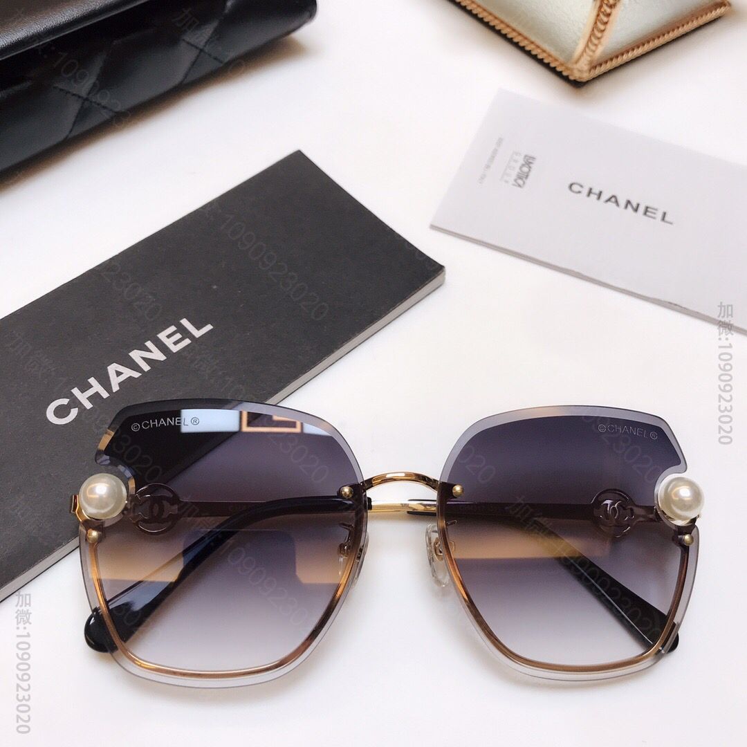 CHANEL香奈儿钻石切边小香珍珠镂空墨镜太阳眼镜