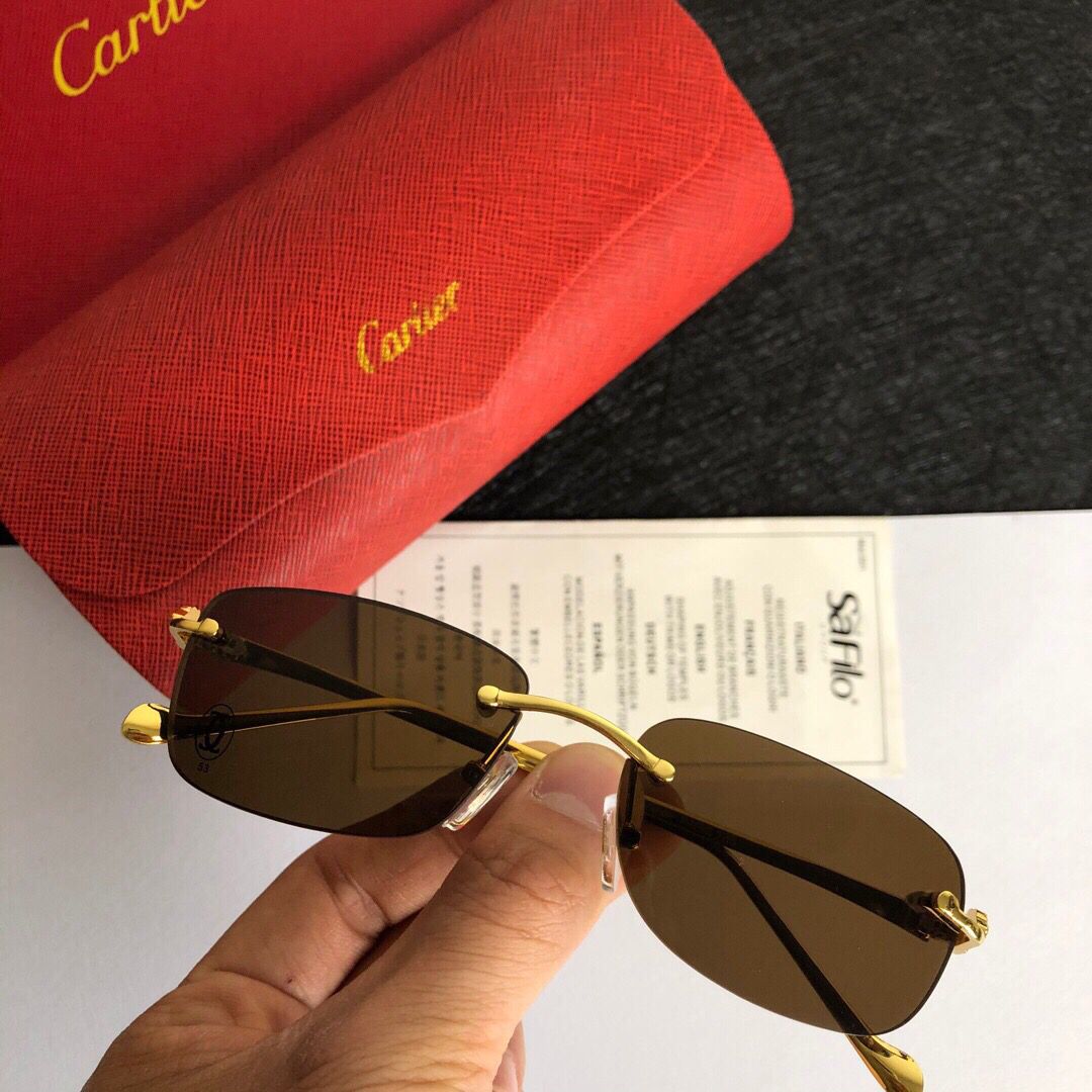 奢品地亚男款眼镜 Cartier卡地亚新款金属男士太阳眼镜 奢品卡地亚男款眼镜 