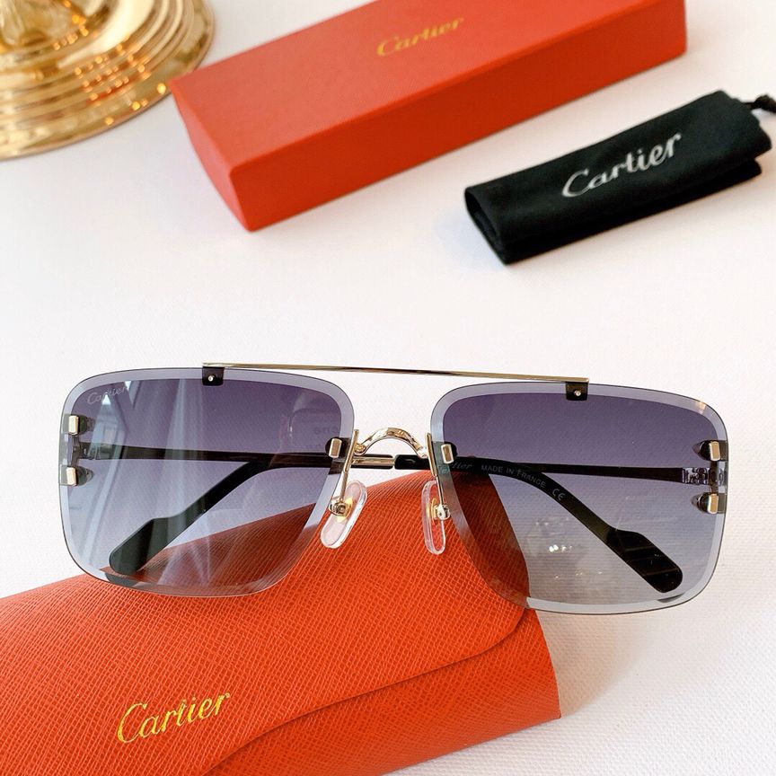 复刻卡地亚男女款眼镜 Cartier卡地亚无框镜面切割工艺男女通用太阳眼镜 复刻卡地亚眼镜网站 