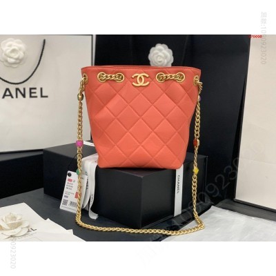 CHANEL 粉色 小号羊皮宝石桶包系列 高仿香奈儿