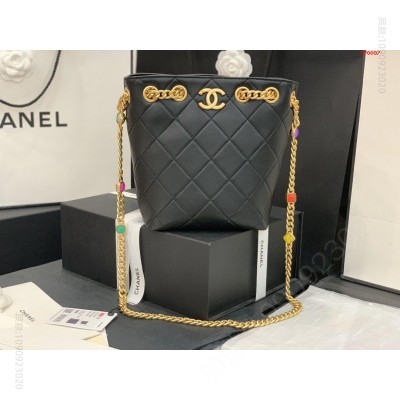 型号 黑色 CHANEL 小号羊皮宝石桶包系列 高仿香奈儿