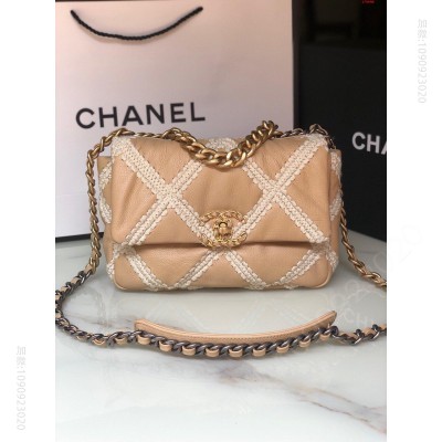 Chanel 浅黄 原单进口牛皮 里配原版布 高仿香奈儿