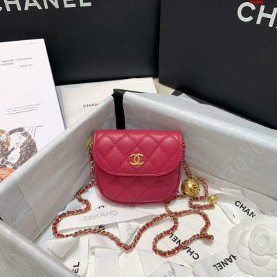 现货 洋红 Chane小金球腰包 高仿香奈儿