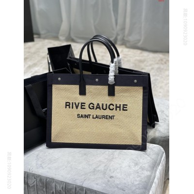 夏日限定编织款RiveGaucheToteBag左岸购物袋 高仿圣罗兰包包 原单圣罗兰