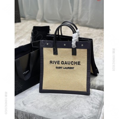 Y631682_夏日限定编织款竖版RiveGaucheToteBag左岸购物袋 高仿圣罗兰 原单圣罗兰包包