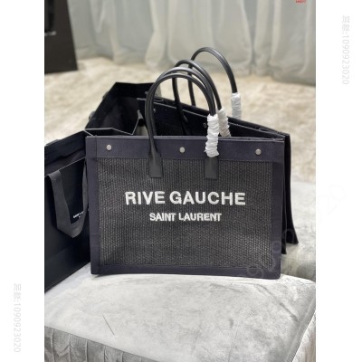 夏日限定编织款RiveGaucheToteBag左岸购物袋 A货圣罗兰女包 高仿圣罗兰