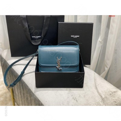 松石绿原厂皮 23cm 原厂细牙签纹Box牛皮 高仿圣罗兰 原单圣罗兰包包