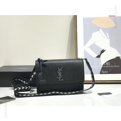 黑银 Saint Laurent 牛皮鱼子酱邮差包单肩斜挎包 高仿圣罗兰