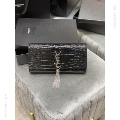 手包经典翻盖手拿包极具代表性的金属logo标志 鳄鱼纹牛皮 高仿圣罗兰
