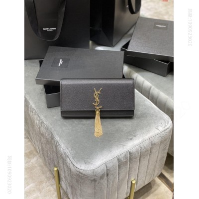 手包经典翻盖手拿包极具代表性的金属logo标志 鱼子酱牛皮 高仿圣罗兰钱包 A货圣罗兰钱夹 原单YSL