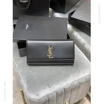 手包经典翻盖手拿包极具代表性的金属logo标志 南非牛皮 A货圣罗兰钱夹 原单YSL