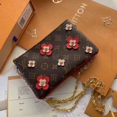 LV老花 LV POCHETTE DOUBLE ZIP 链条钱夹 Bloom...