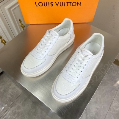 LV男鞋 LV LUXEMBOURG 运动鞋 Monogram 压纹粒面小牛皮男鞋 白色 高仿LV