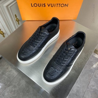 LV男鞋 LV LUXEMBOURG 运动鞋 Monogram 压纹粒面小牛皮男鞋 黑色 高仿LV