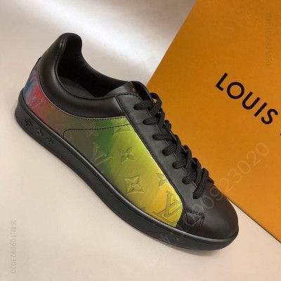 LV男鞋 LV LUXEMBOURG 运动鞋 彩虹色 Monogram 帆布男鞋 黑色 高仿LV