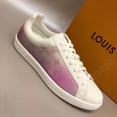 LV男鞋 LV LUXEMBOURG 运动鞋 彩虹色 Monogram帆布男鞋 白色 高仿LV