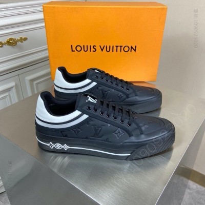 LV男鞋 LV TRAINER 运动鞋 Monogram 压纹粒面小牛皮男鞋 黑色 高仿LV