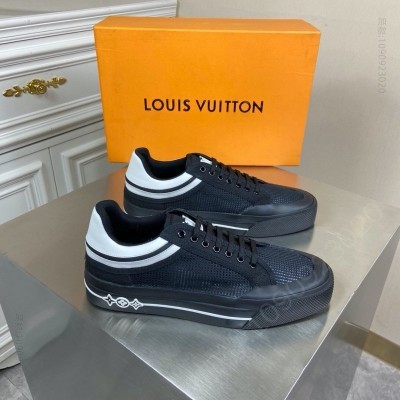 LV男鞋 LV TRAINER 运动鞋 Damier 针织面料男鞋 黑色 高仿LV